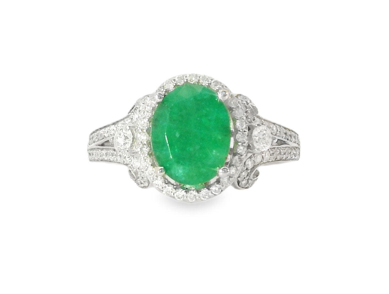 Stunning 14K Yellow Gold Emerald Diamond Cocktail Ring - GGEMSonline