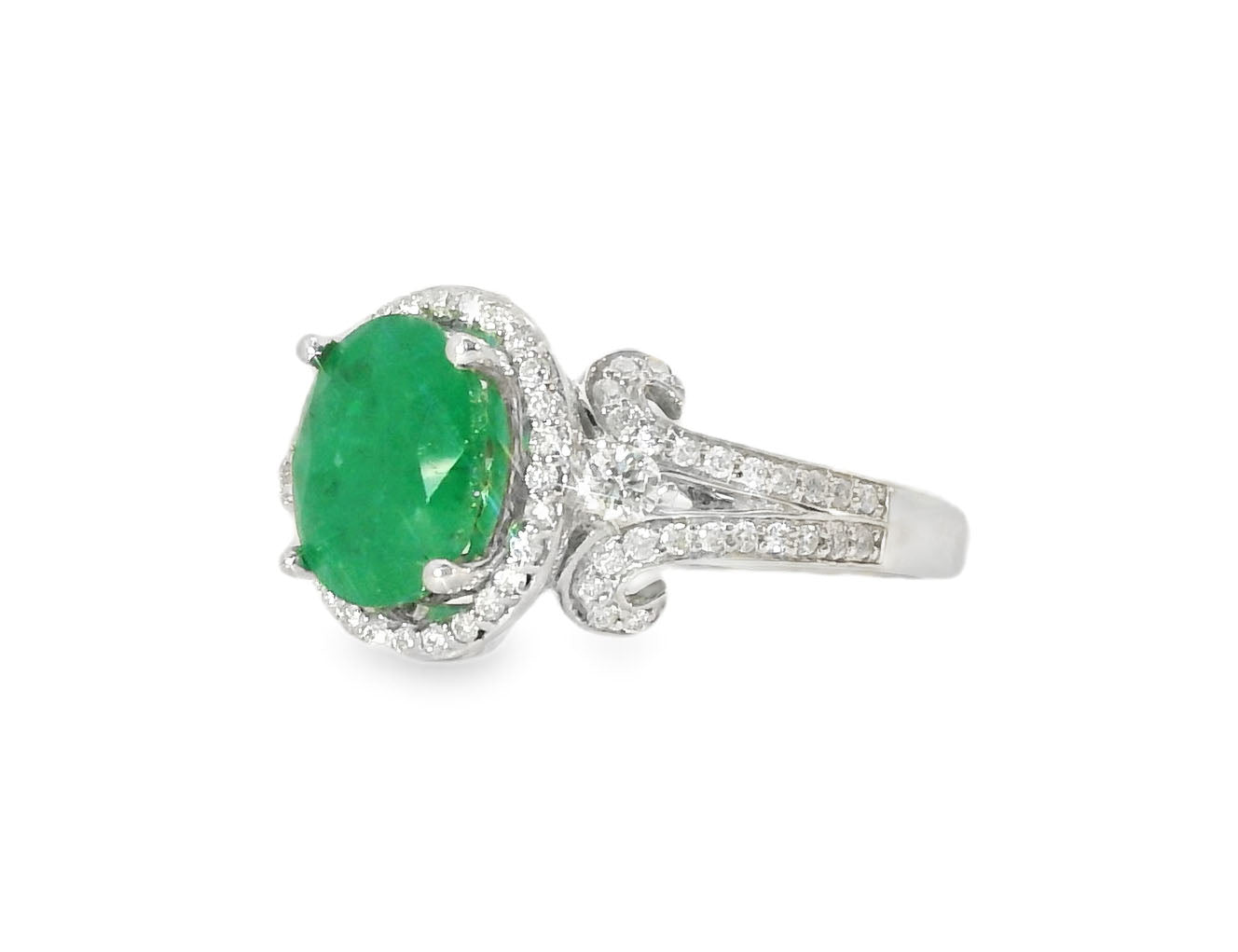 Stunning 14K Yellow Gold Emerald Diamond Cocktail Ring - GGEMSonline