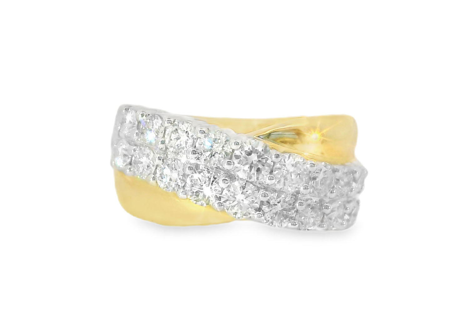 Beautiful 14K White 2-Tone Gold Designer Diamond Ring Band - GGEMSonline