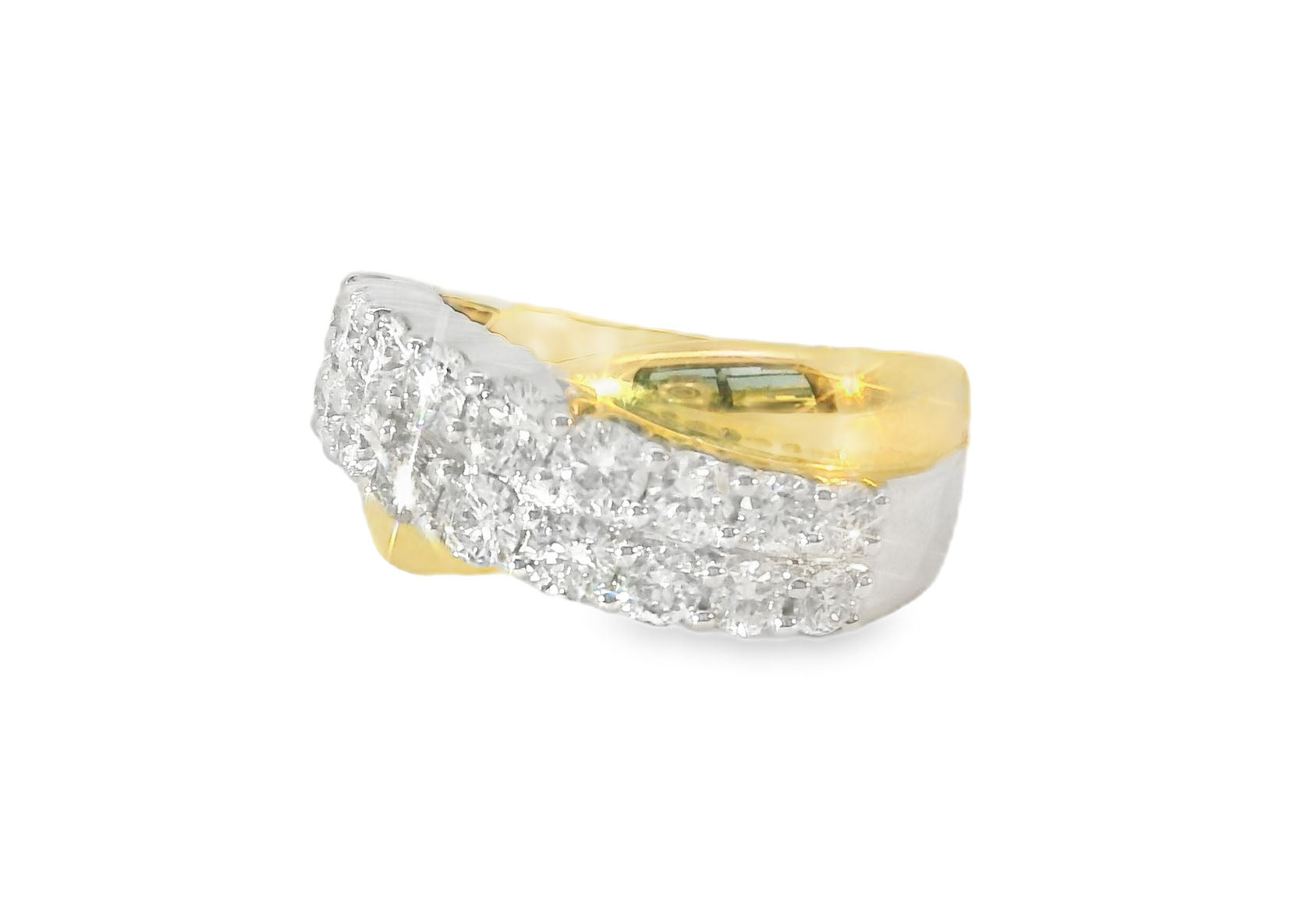 Beautiful 14K White 2-Tone Gold Designer Diamond Ring Band - GGEMSonline