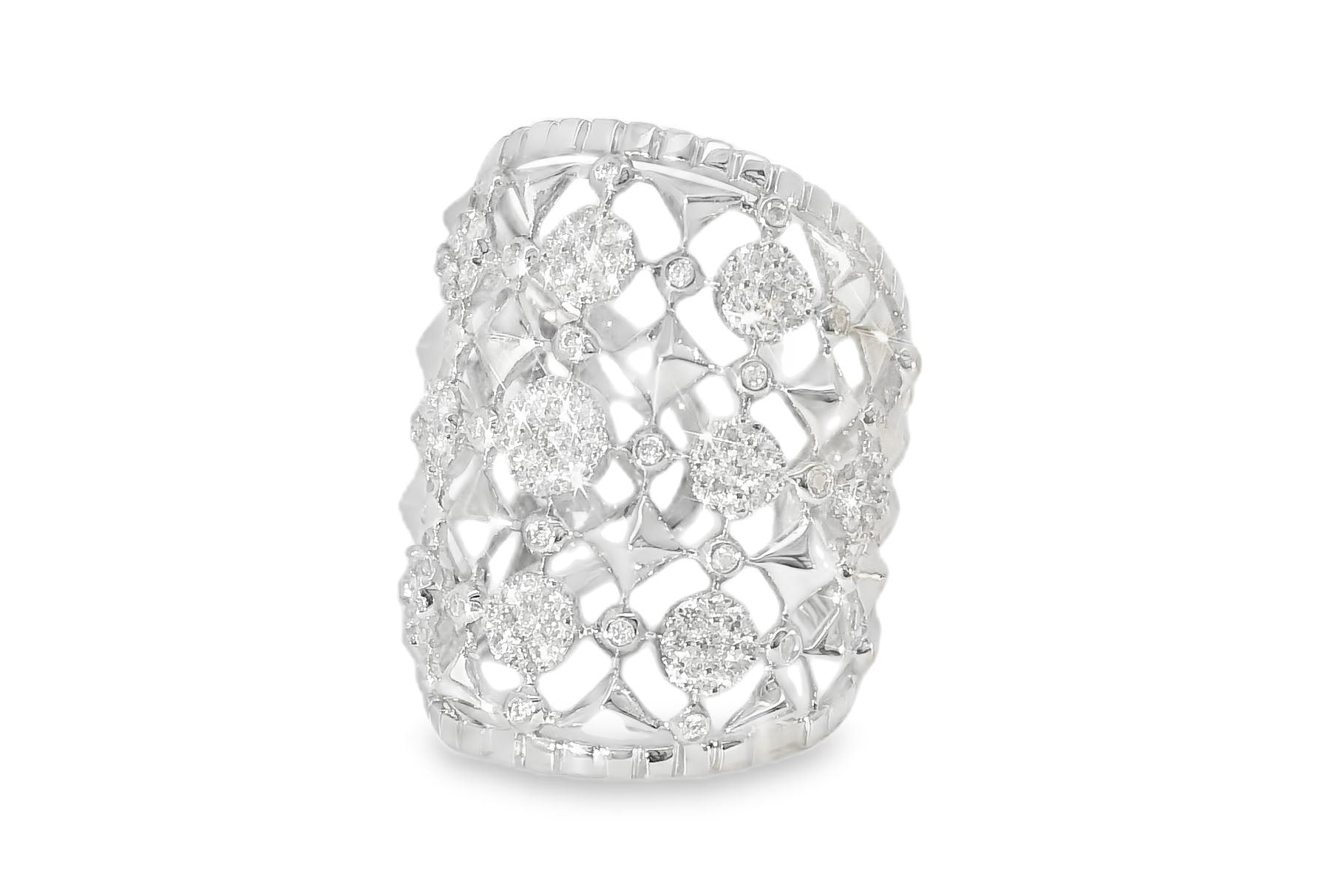 Stunning Estate 14K White Gold Diamond Wrap around Band Ring - GGEMSonline