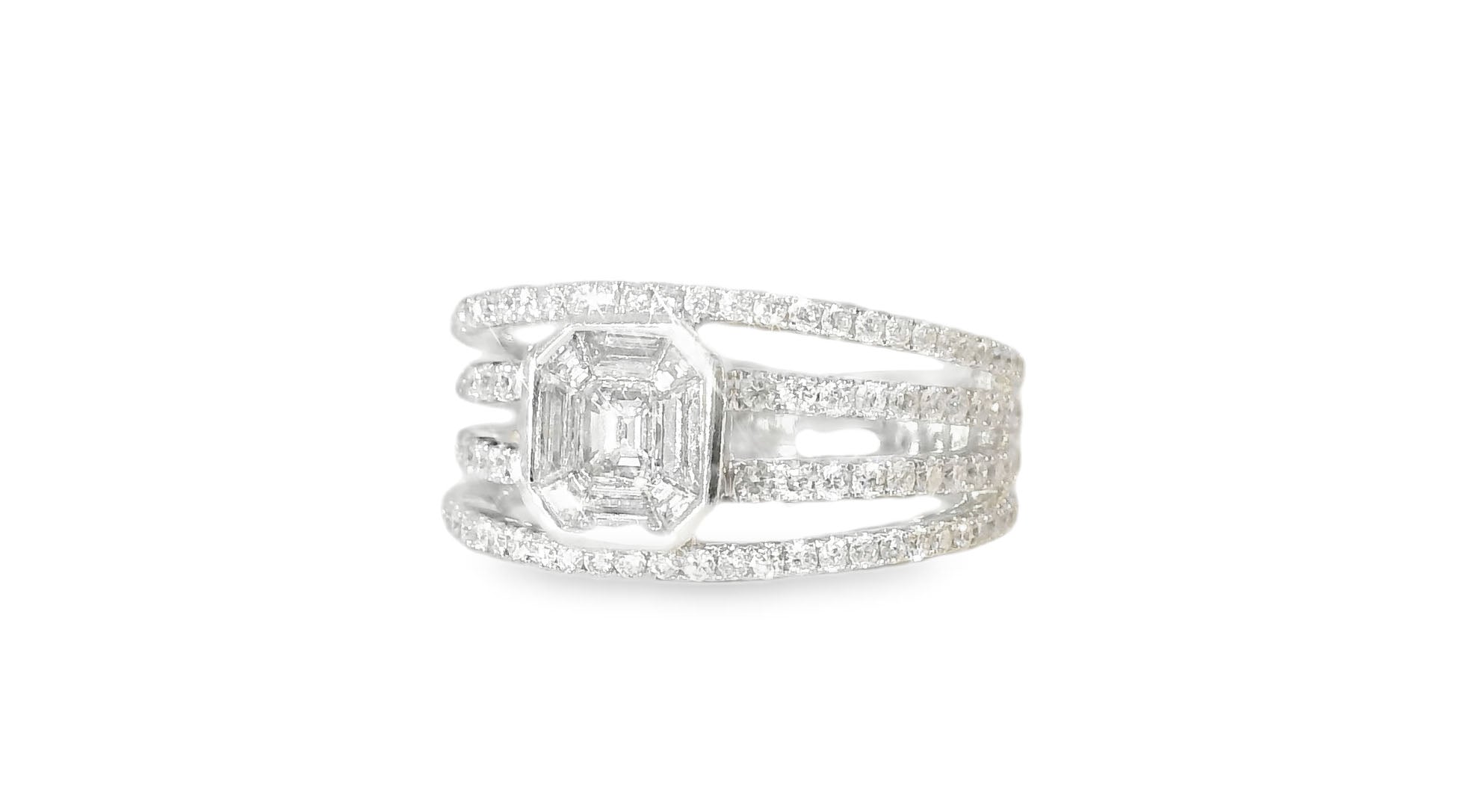 Gorgeous Estate 14K White Gold Engagement Diamond Ring - GGEMSonline