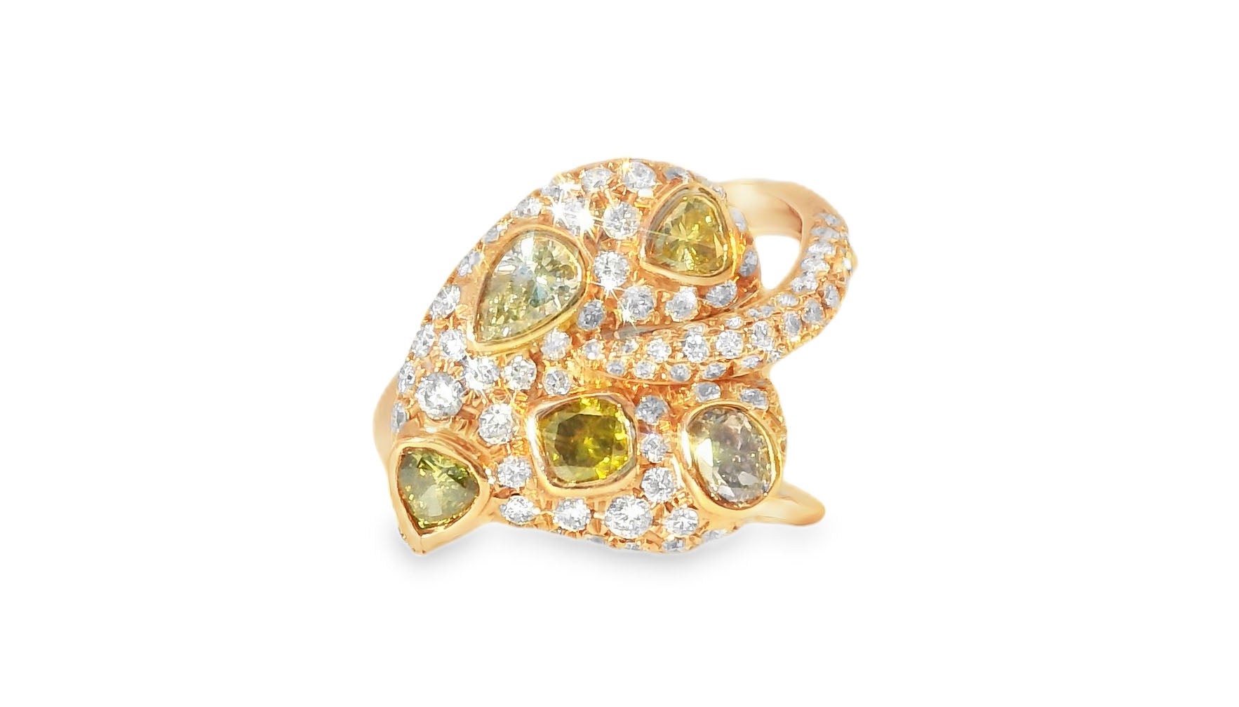 Stunning Estate 18K Pink Rose Gold Color Fancy Diamond Ring Earrings Set - GGEMSonline