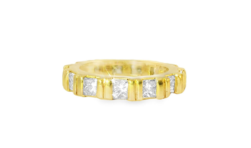 Exquisite 18K Yellow Gold Diamond Eternity Wedding Band Ring - GGEMSonline