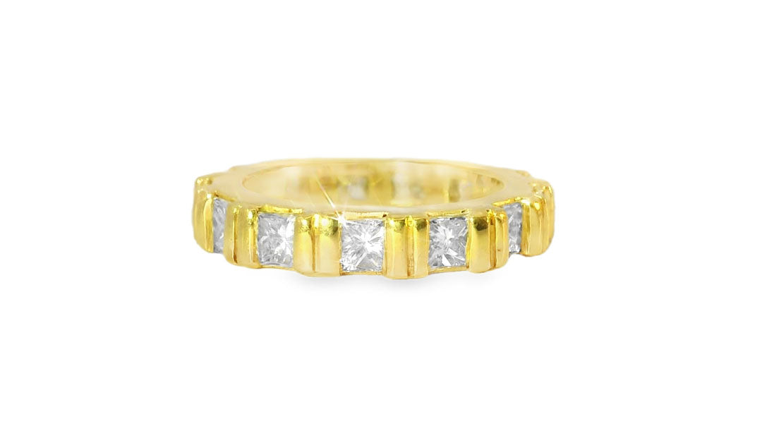 Exquisite 18K Yellow Gold Diamond Eternity Wedding Band Ring - GGEMSonline