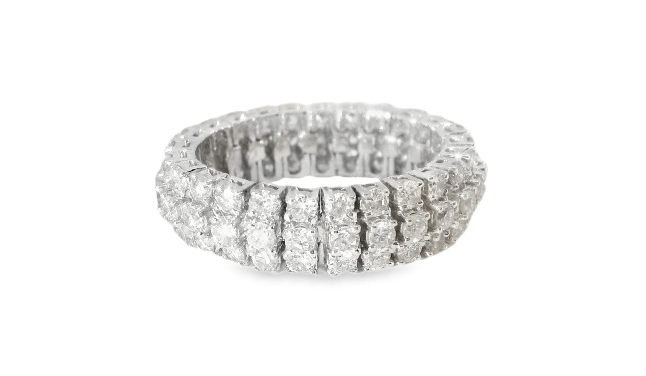 Gorgeous 18K White Gold Diamond Eternity Wedding Mesh Band Ring - GGEMSonline