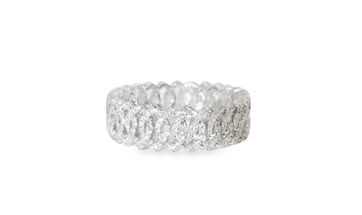 Beautiful 18K White Gold Hidalgo Diamond Eternity Wedding Band Ring - GGEMSonline