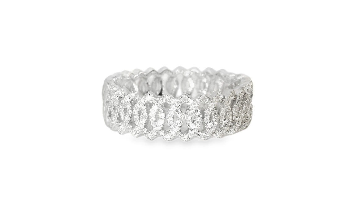 Beautiful 18K White Gold Hidalgo Diamond Eternity Wedding Band Ring - GGEMSonline