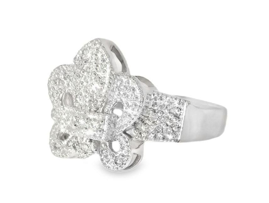 Stunning Estate 14K White Gold Diamond Fleur-de-lis Fleur de lis Ring - GGEMSonline