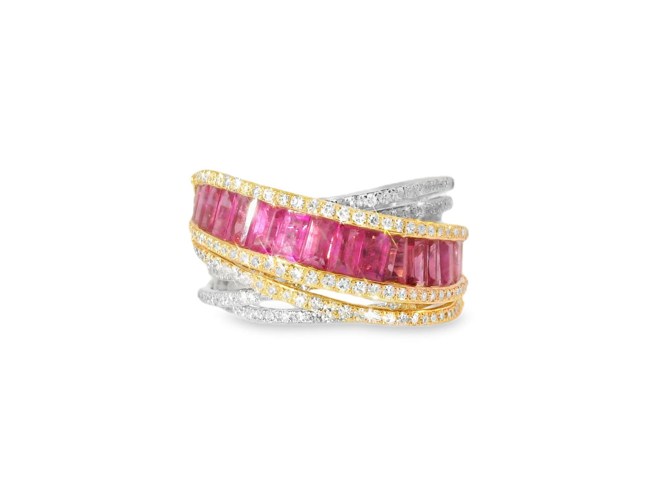 Elegant Two-Tone Ring with Rubies and Diamonds - GGEMSonline