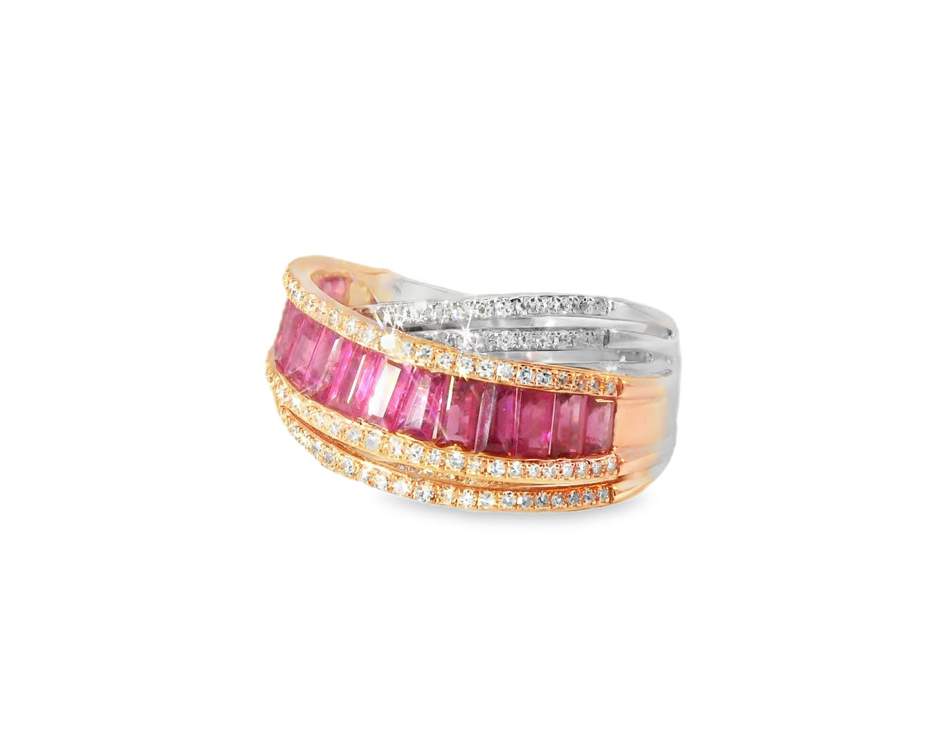 Elegant Two-Tone Ring with Rubies and Diamonds - GGEMSonline
