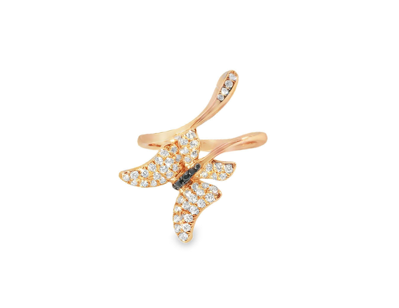 Elegant Rose Gold and Diamond Butterfly Ring - GGEMSonline