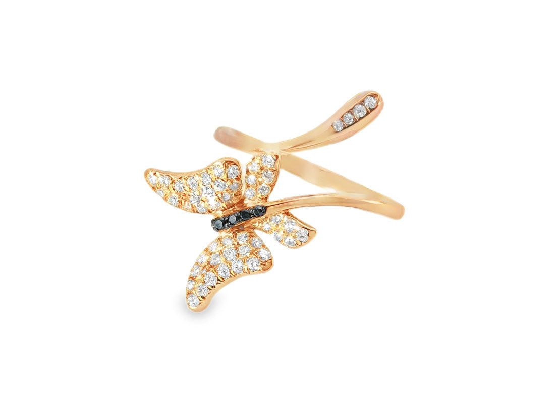 Elegant Rose Gold and Diamond Butterfly Ring - GGEMSonline