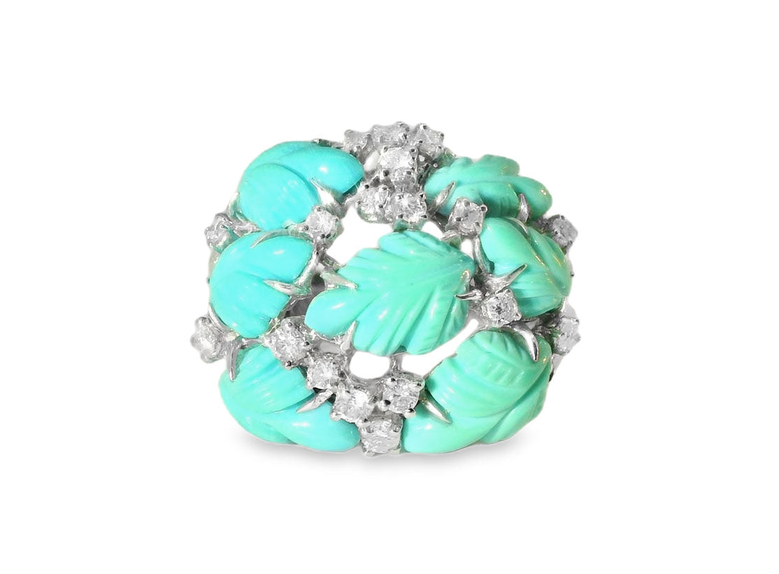Elegant White Gold and Turquoise Ring - GGEMSonline
