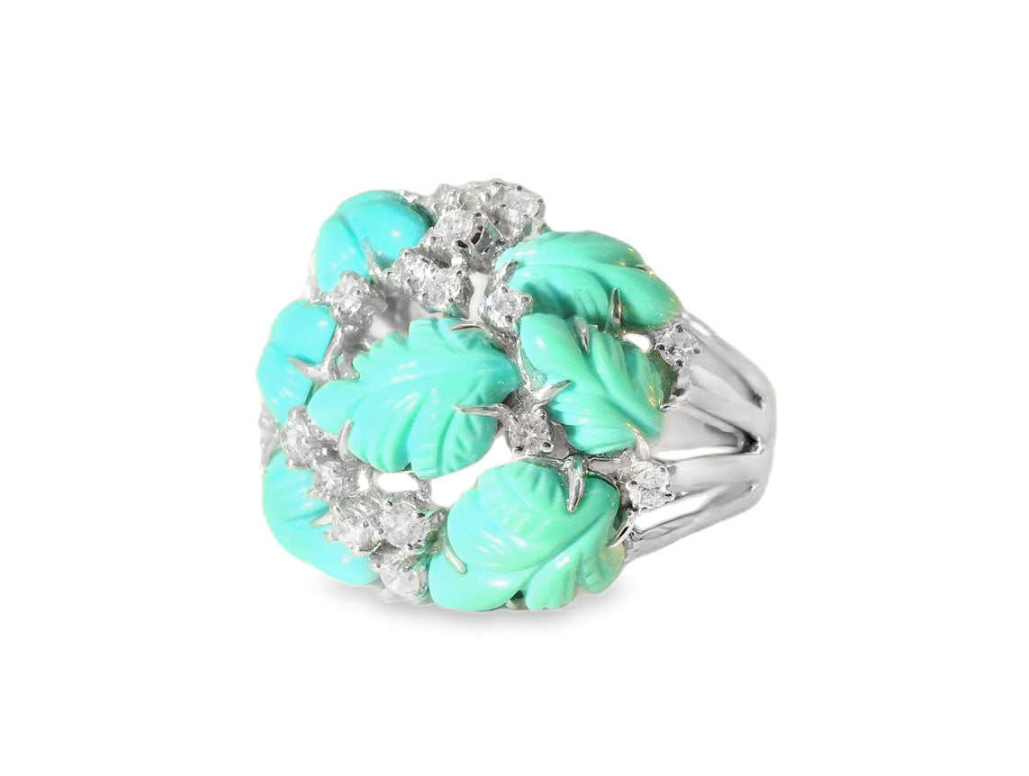 Elegant White Gold and Turquoise Ring - GGEMSonline