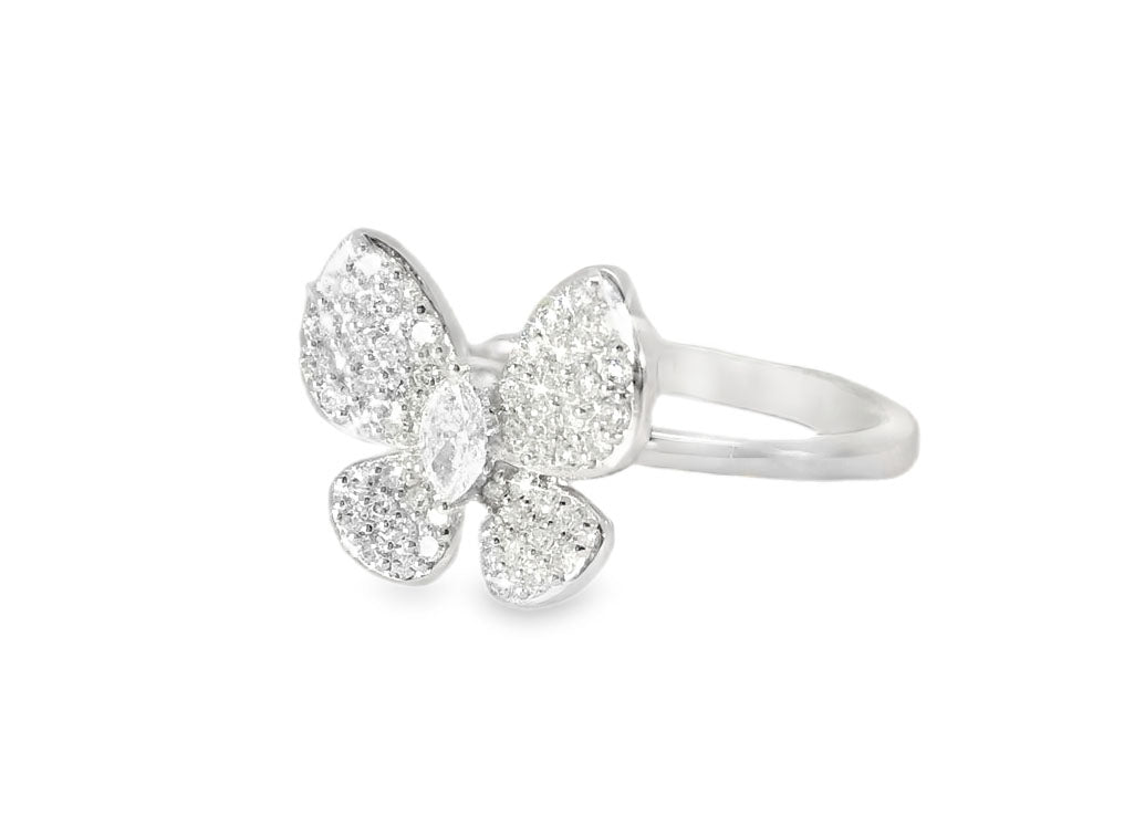 Elegant White Gold Diamond Butterfly Ring - GGEMSonline