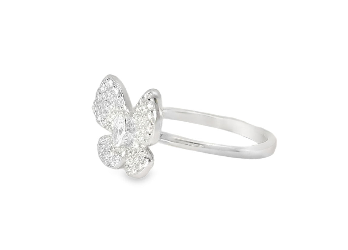 Elegant White Gold Diamond Butterfly Ring - GGEMSonline