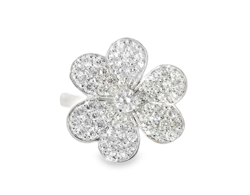Elegant White Gold Diamond Floral Ring - GGEMSonline