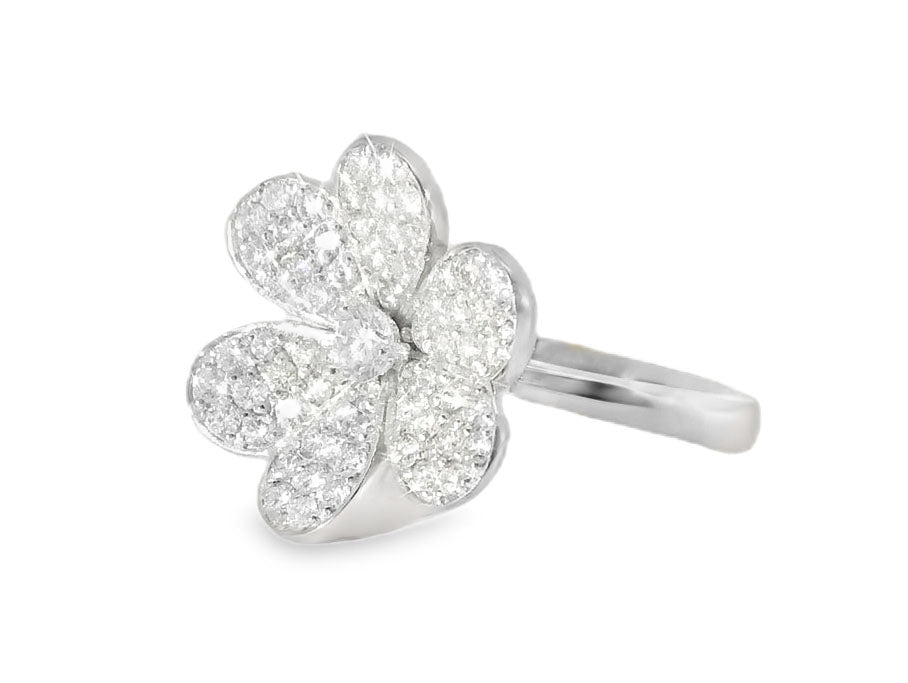 Elegant White Gold Diamond Floral Ring - GGEMSonline