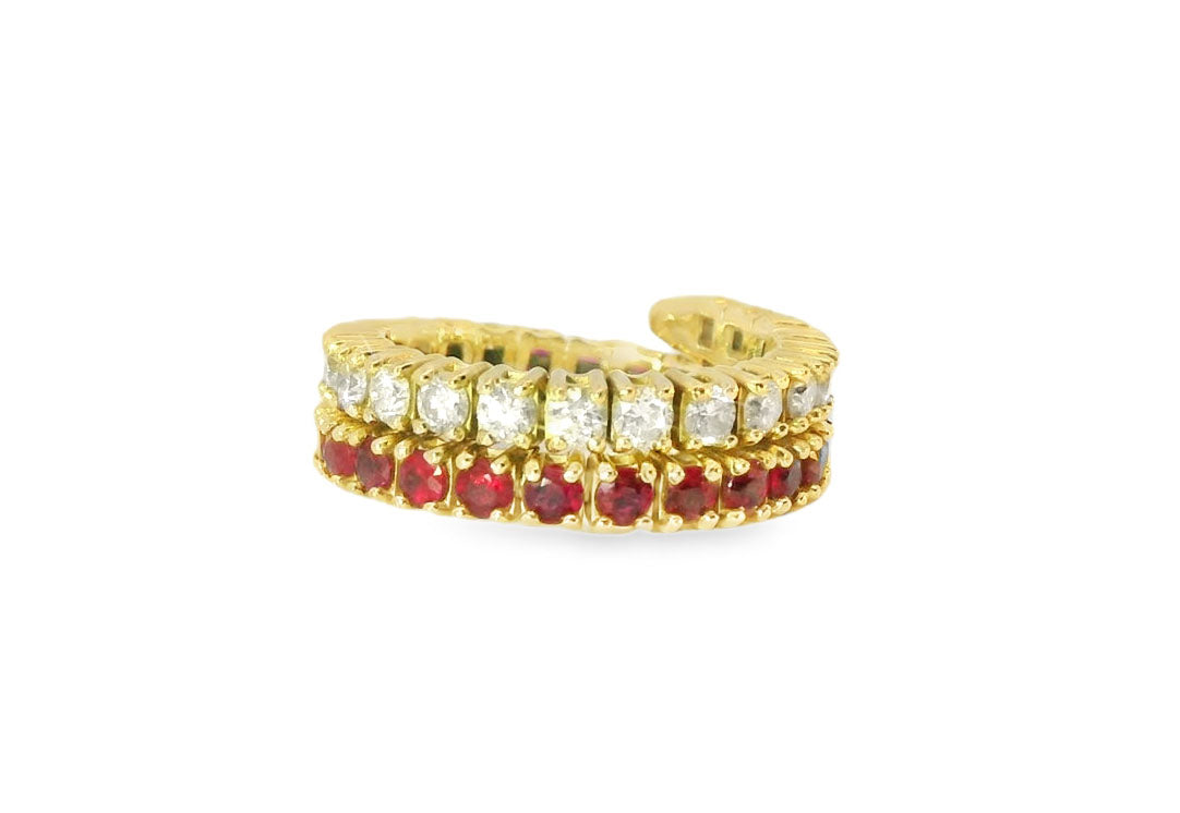 Elegant Diamond and Ruby Mesh Ring - GGEMSonline
