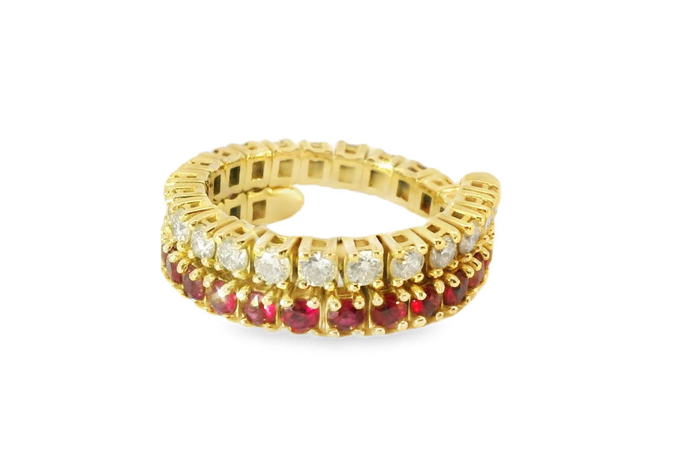 Elegant Diamond and Ruby Mesh Ring - GGEMSonline
