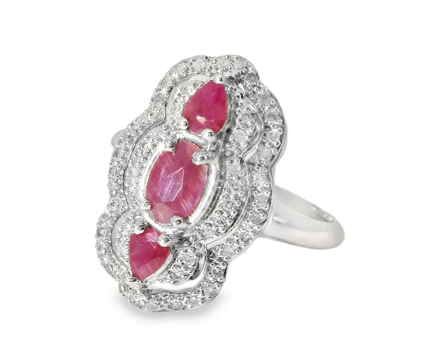 Magnificent 14K Yellow Gold Ruby Diamond Designer Ring Band