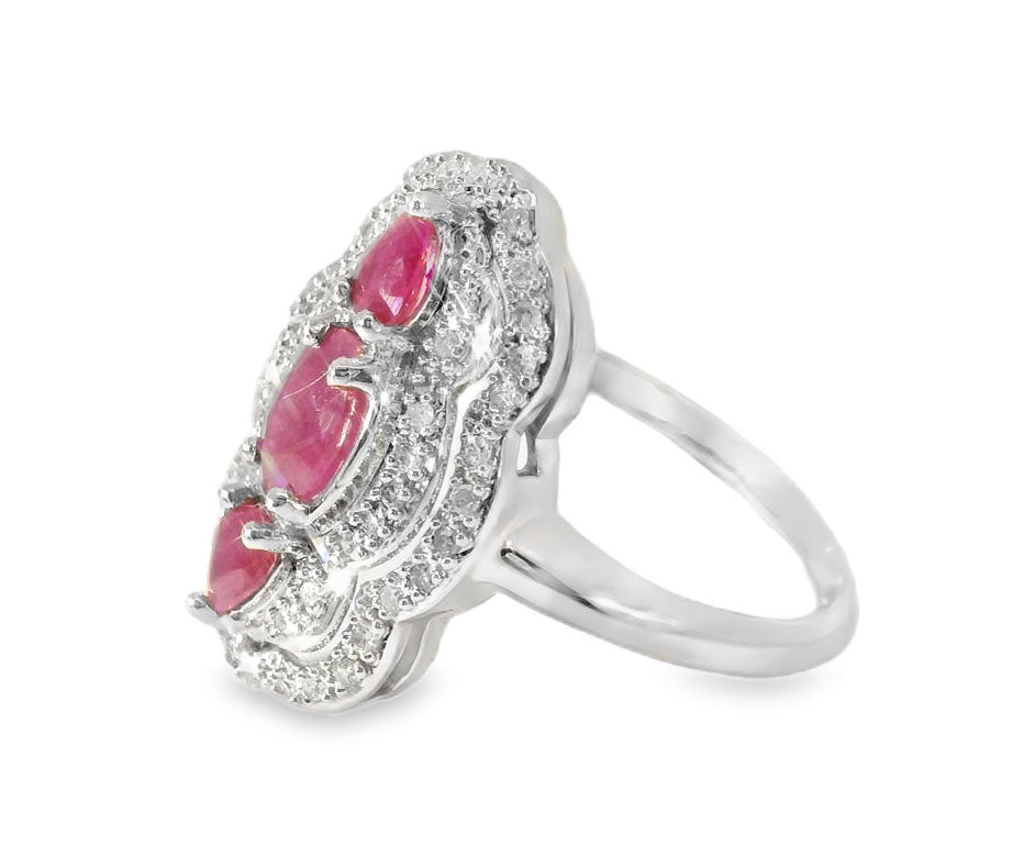 Magnificent 14K Yellow Gold Ruby Diamond Designer Ring Band