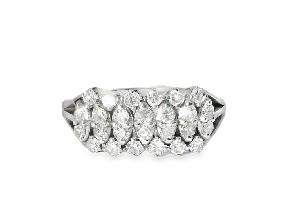 Gorgeous Antique Estate 18K White Gold Diamond Cocktail Band Ring