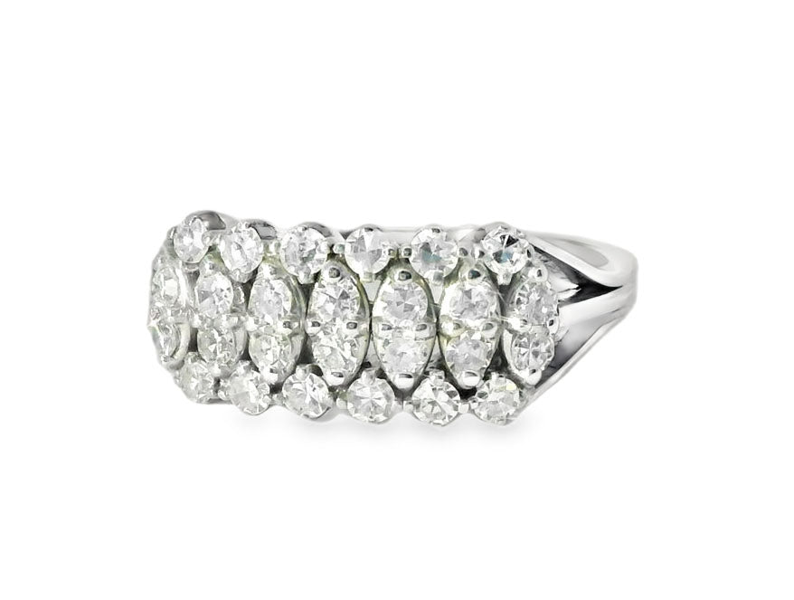 Gorgeous Antique Estate 18K White Gold Diamond Cocktail Band Ring