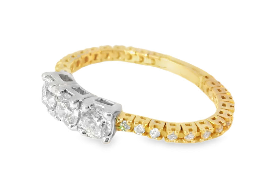 Magnificent Estate 18K Pink Rose Gold 3-Stone Diamond Mesh Wedding Band Ring