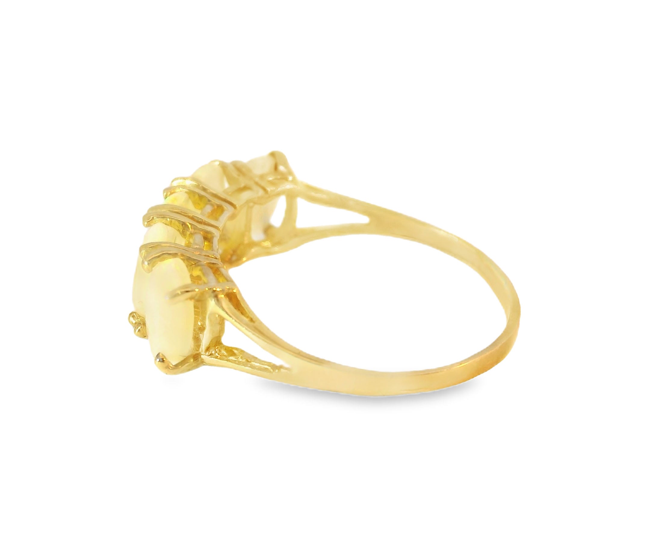 Beautiful Estate 14K Yellow Gold Natural Opal Five Stone 5-Stone Band Ring