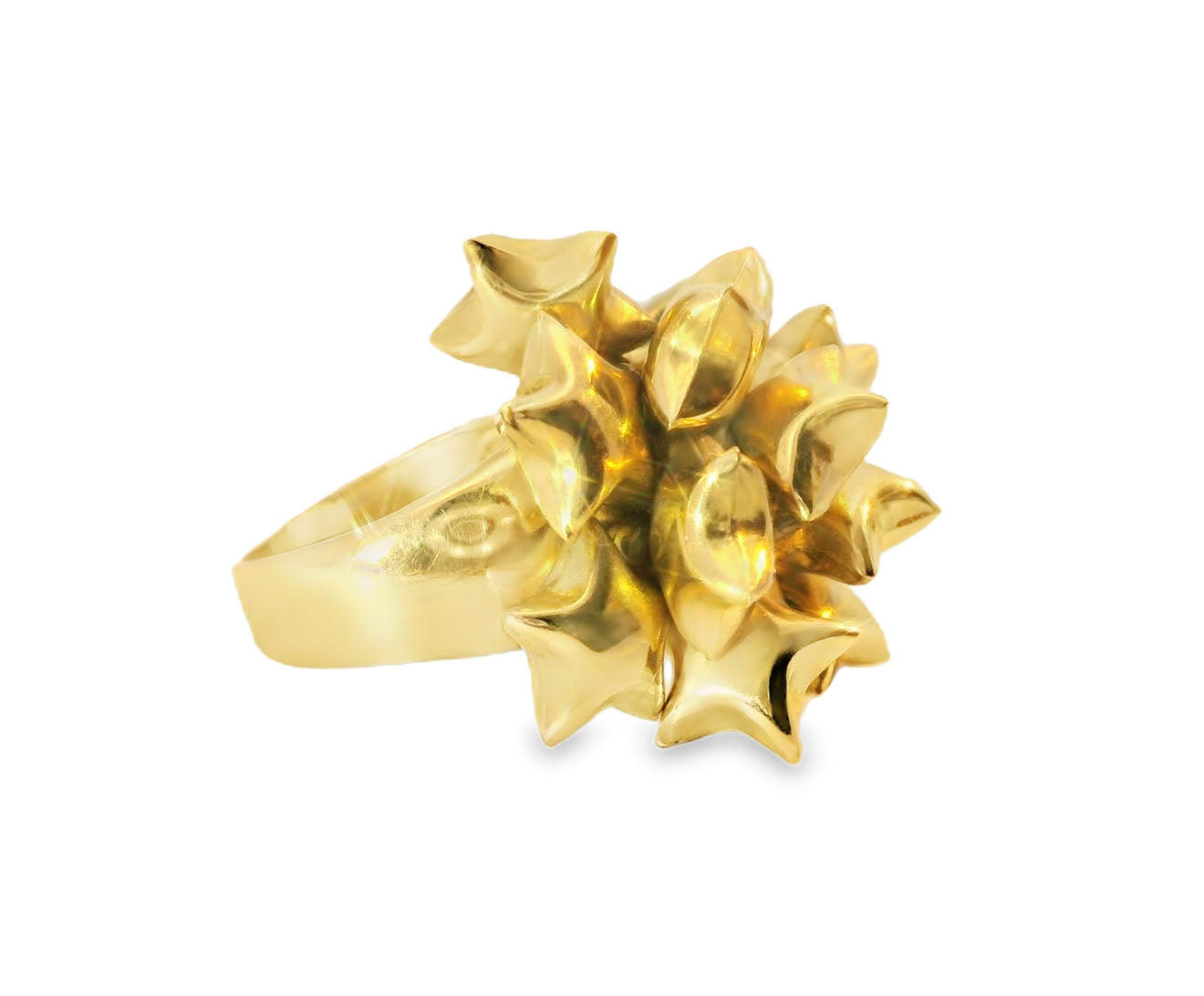 Stunning 14K Yellow Gold Movable Cluster Star Ring