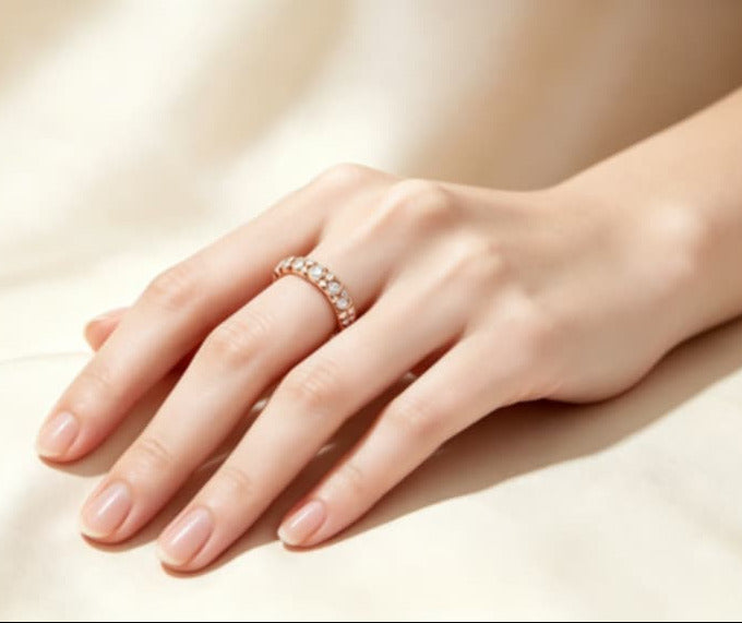 14K Pink Rose Gold Diamond Eternity Wedding Band Ring Estate Designer
