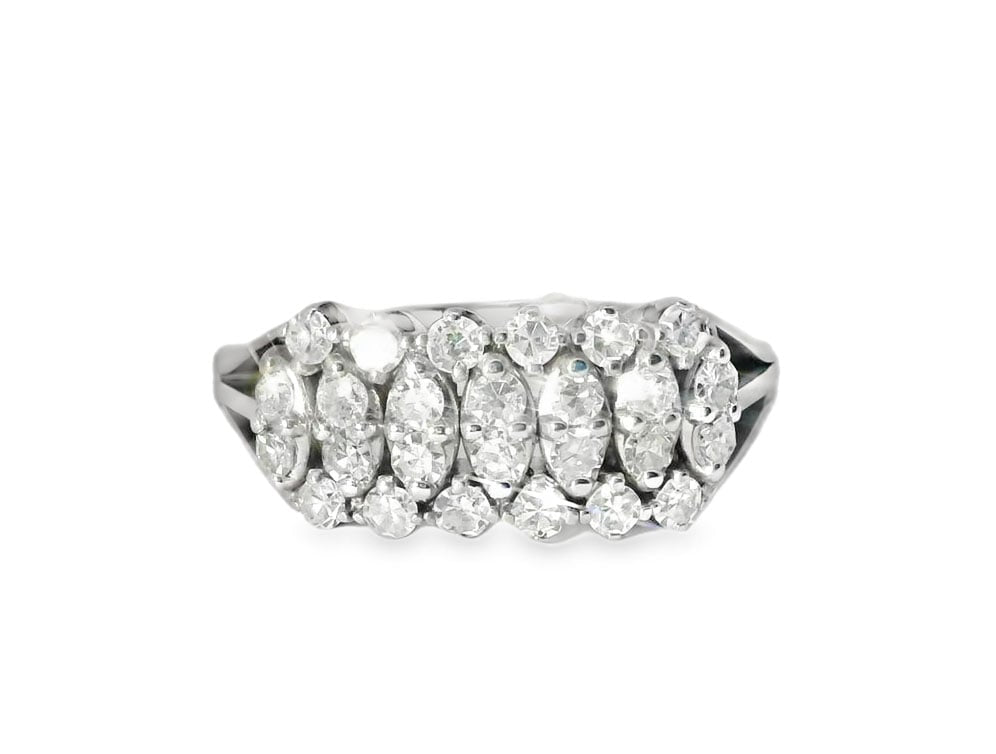 18K White Gold Diamond Band Ring Antique Estate