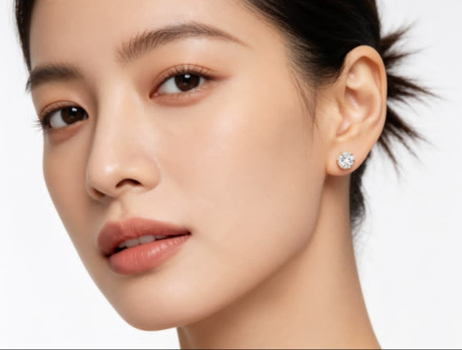 18K Yellow Gold Diamond Martini Style Stud Earrings