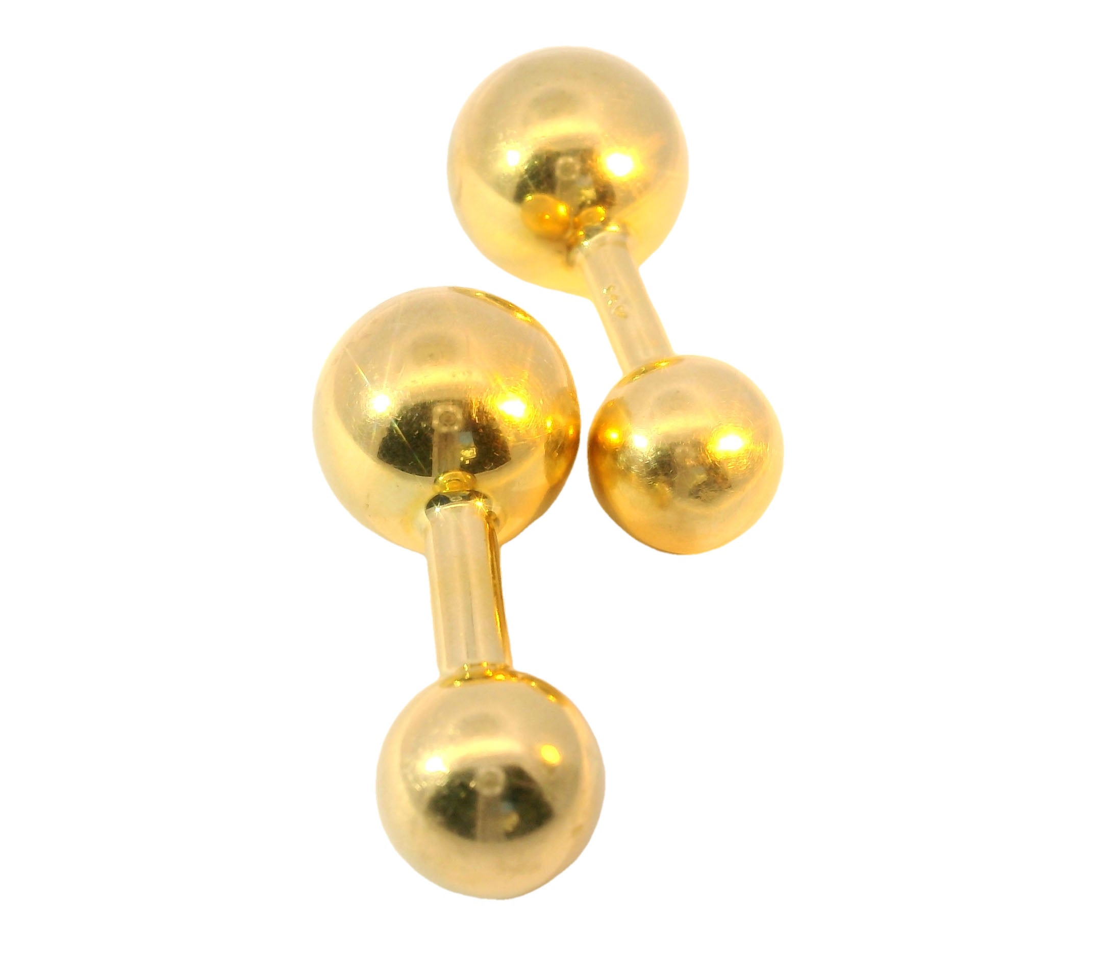 Handsome Estate 14K Yellow Gold Ball Sphere Mens Cufflinks - GGEMSonline