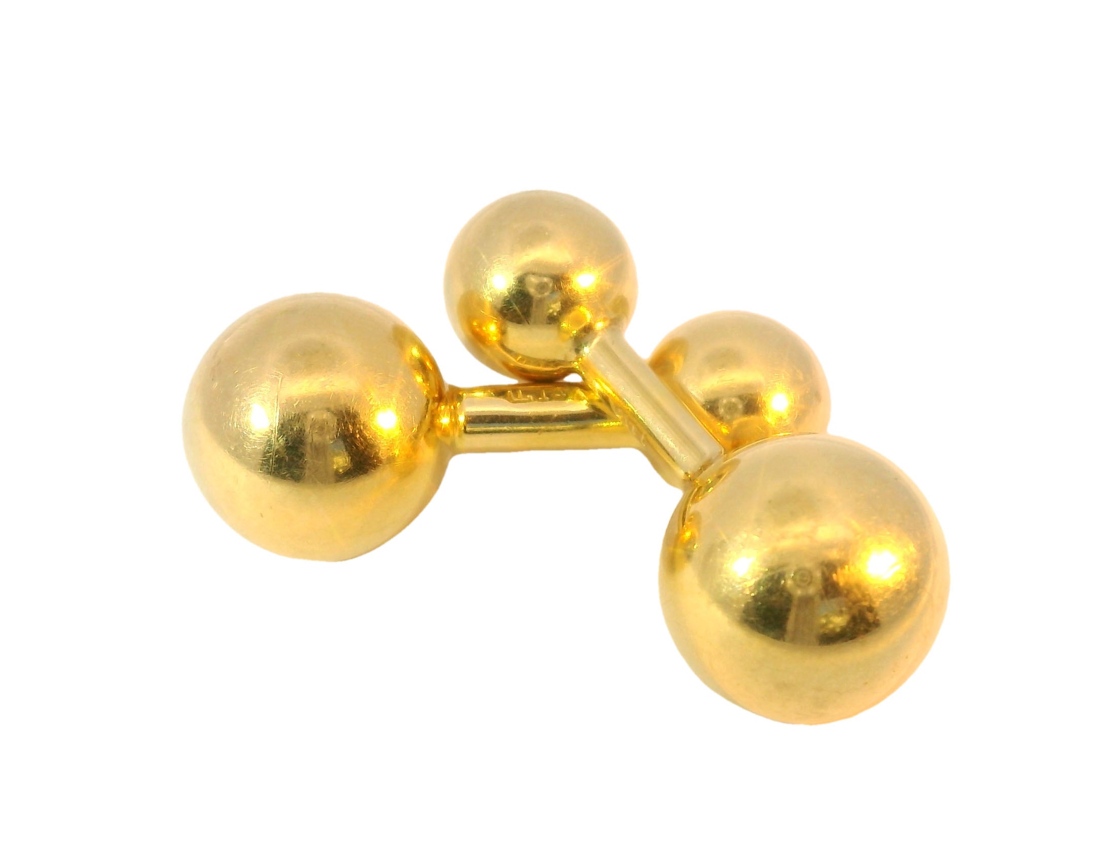 Handsome Estate 14K Yellow Gold Ball Sphere Mens Cufflinks - GGEMSonline