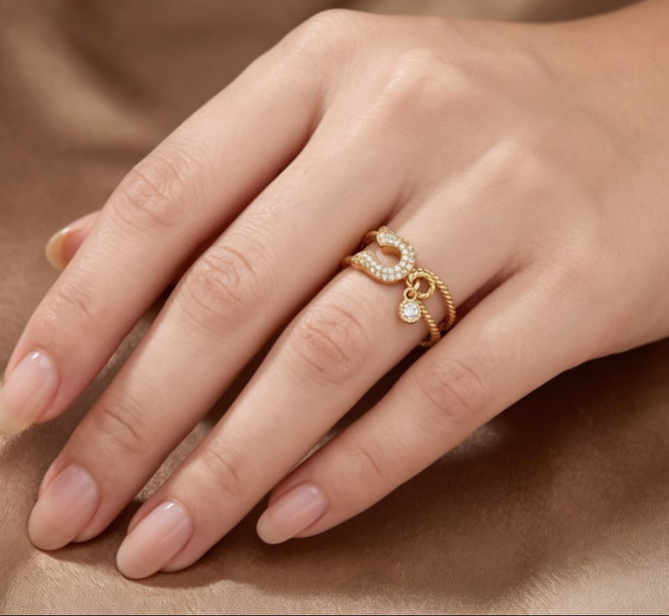 18K Yellow Gold Diamond Safety Pin Band Ring Estate