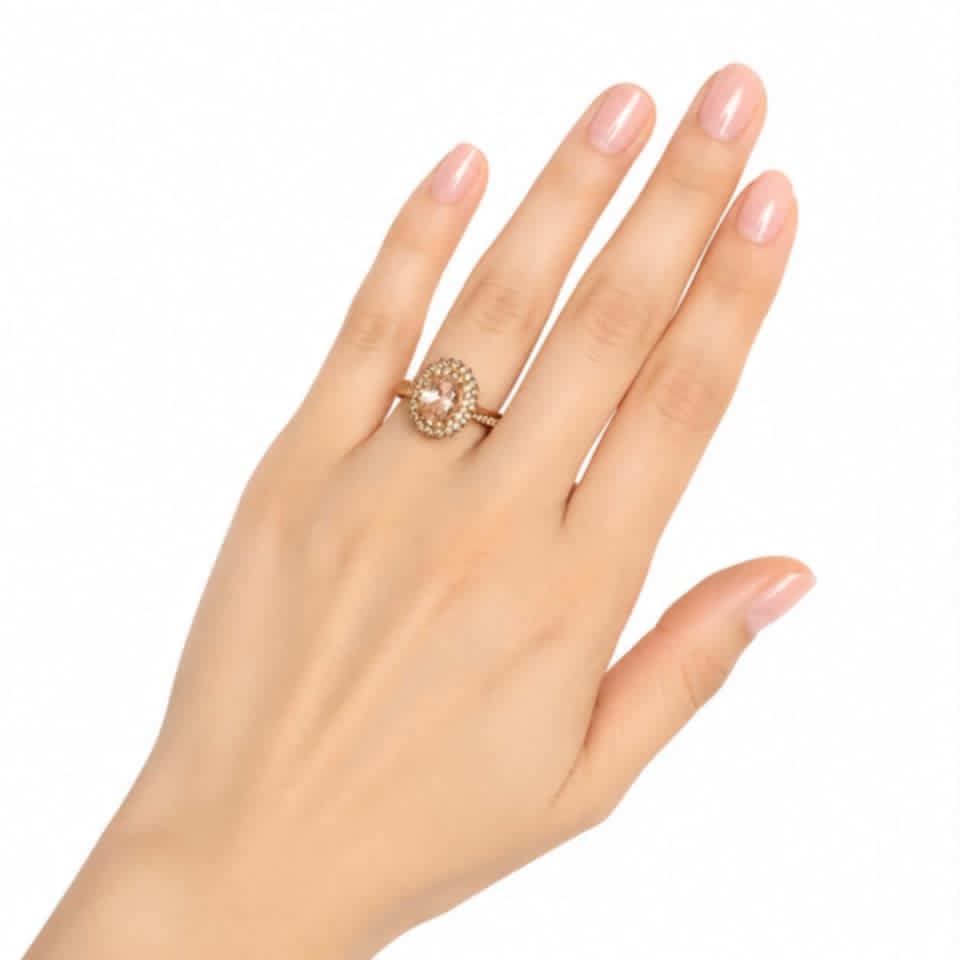 14K Yellow Gold Kunzite Diamond Cocktail Engagement Ring Estate