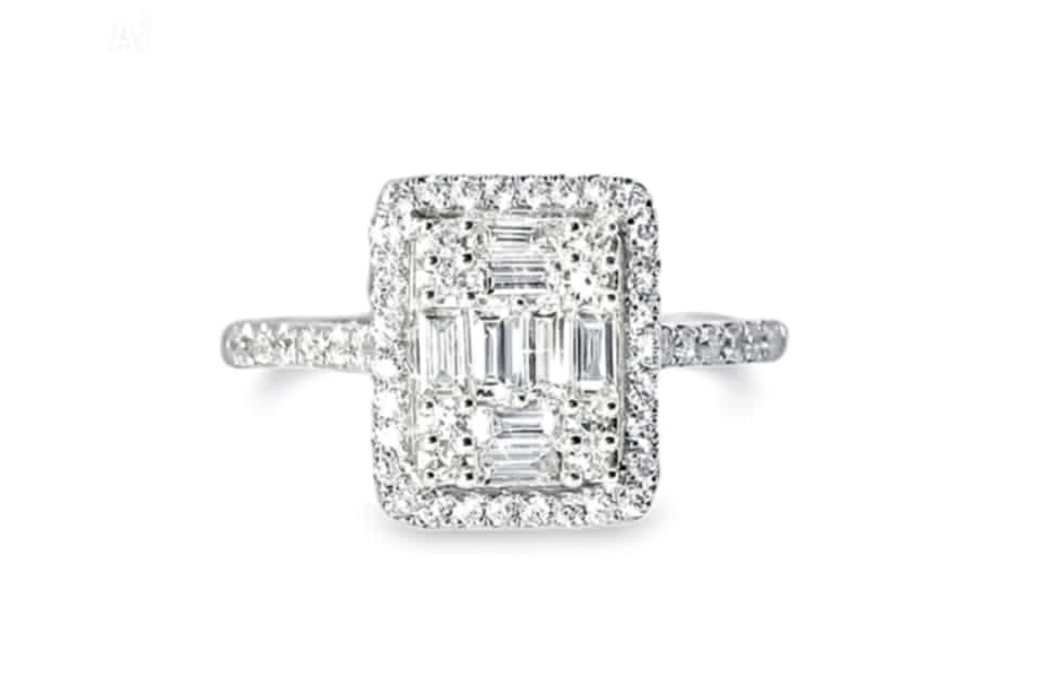 14K White Gold Diamond Geometric Ring
