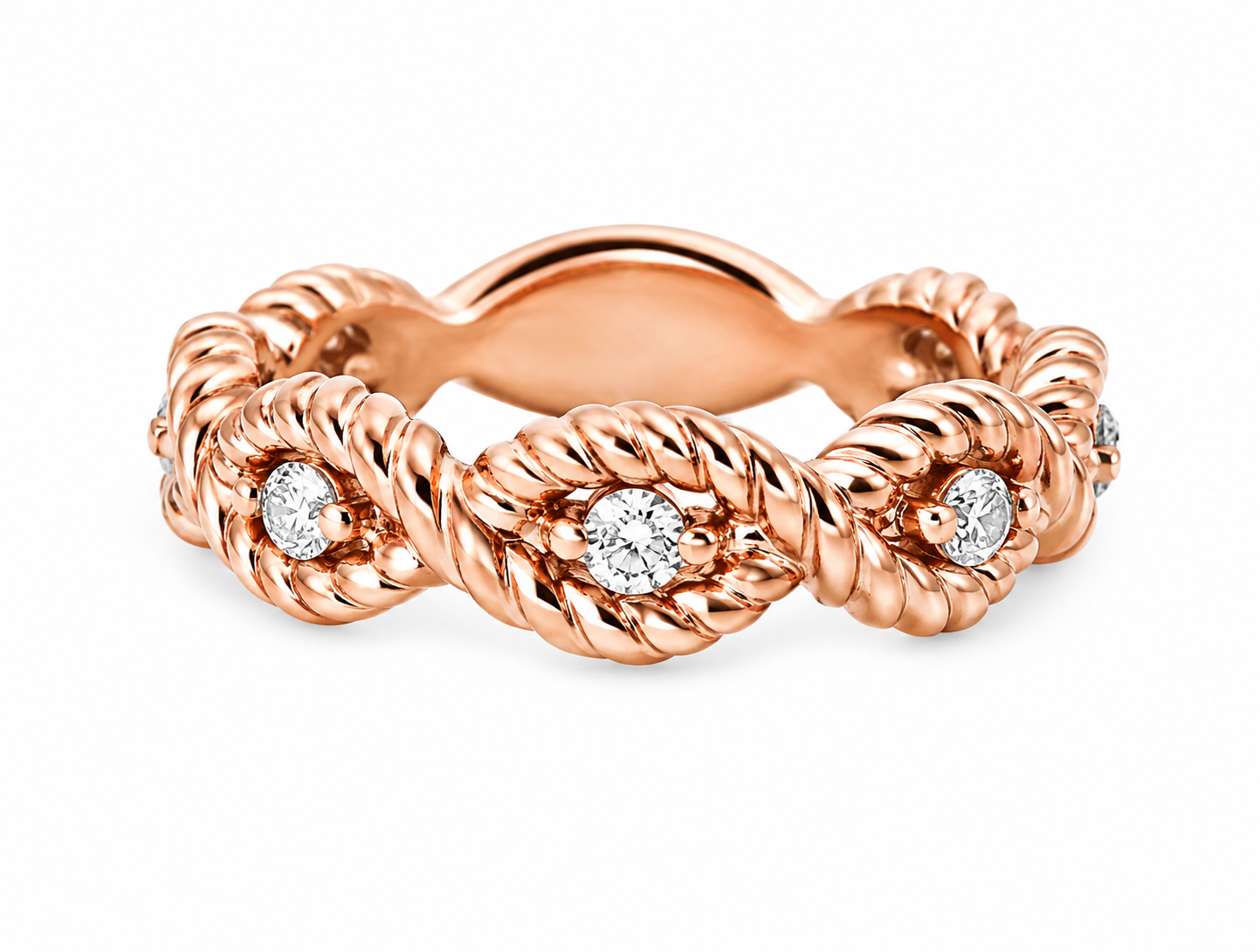 14K Rose Gold Estate Diamond Eternity Wedding Band Ring
