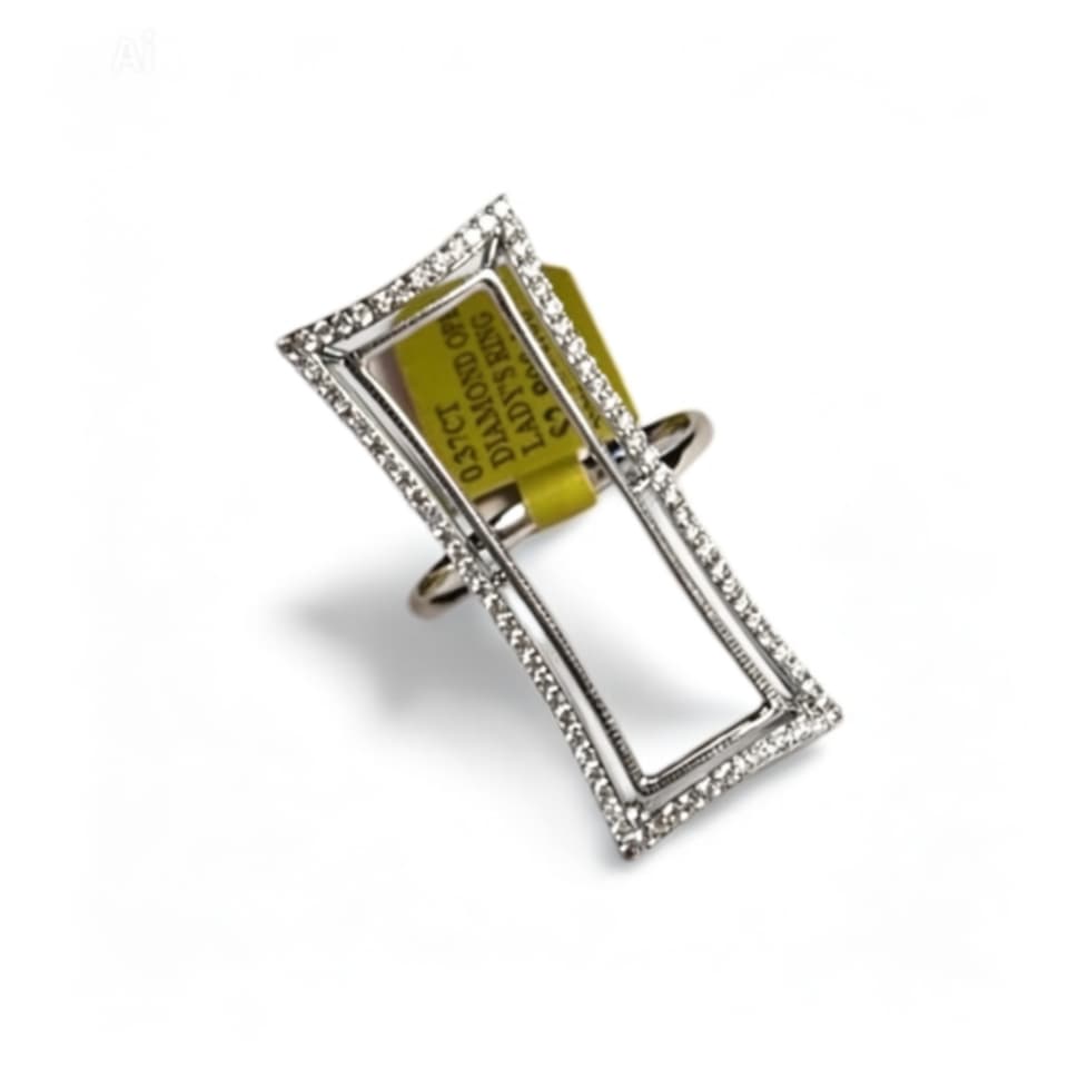 14K White Gold Diamond Open Cocktail Ring Estate