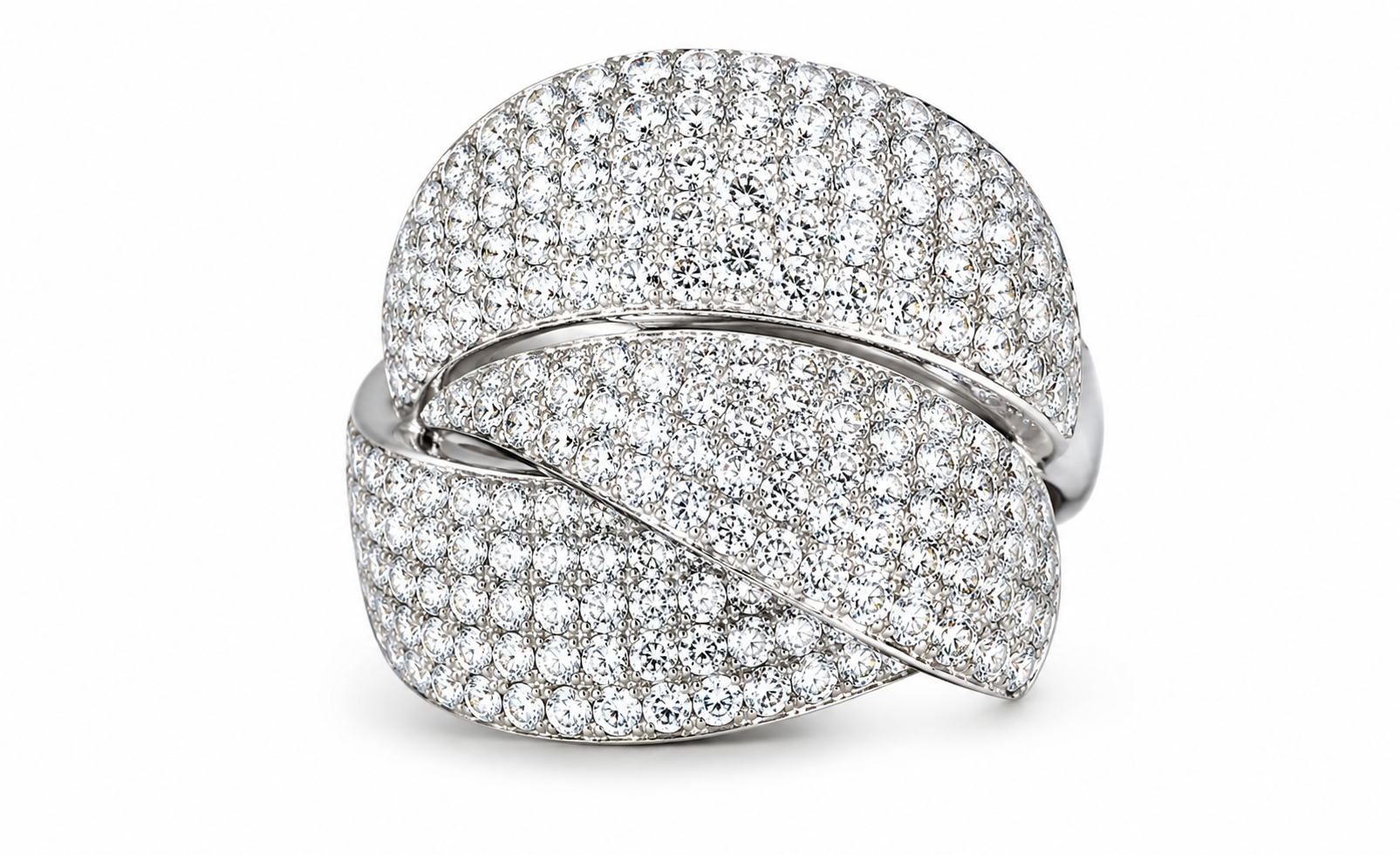 18K White Gold Diamond Designer Ring Band