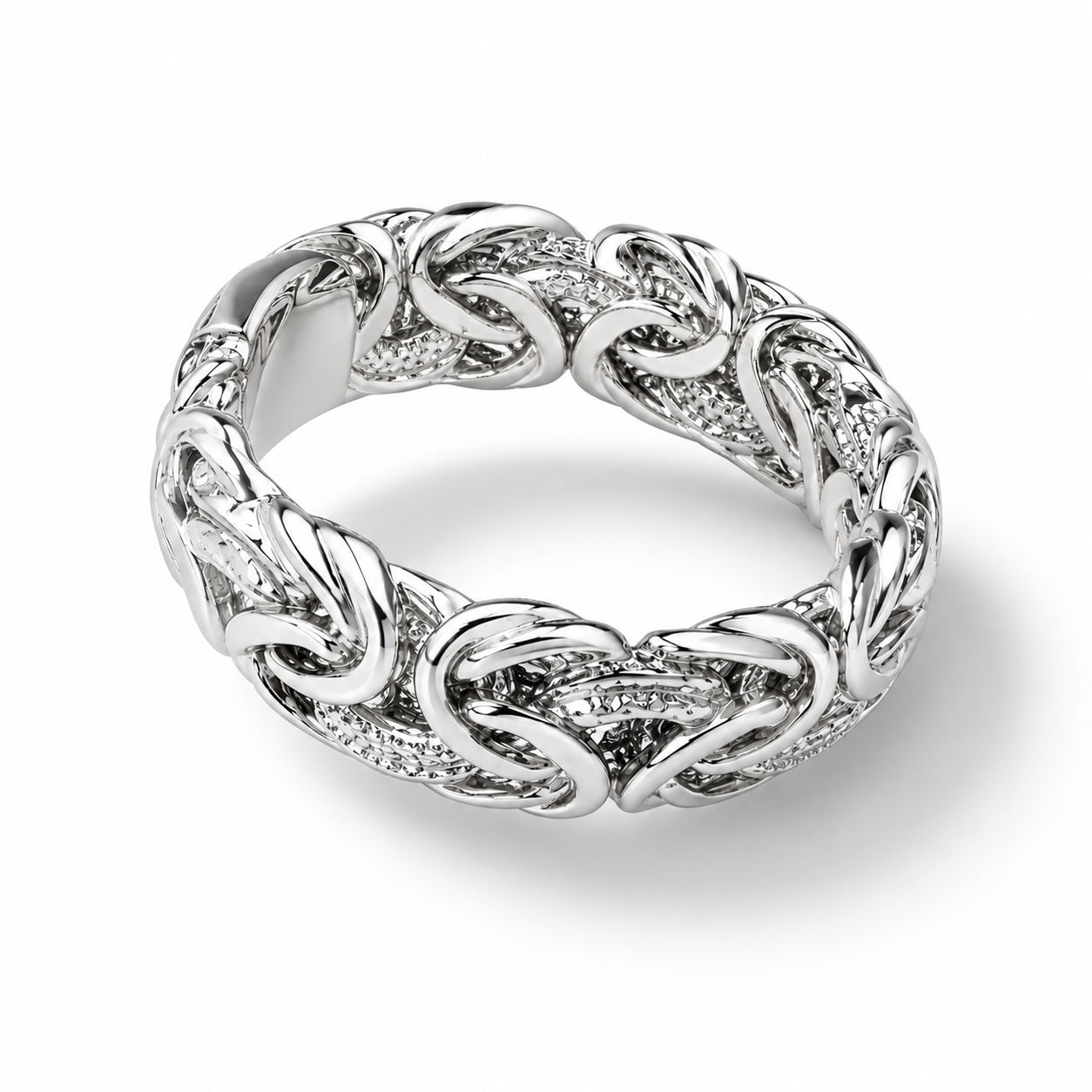 14K White Gold Byzantine Style Classic Wedding Ring Band Estate