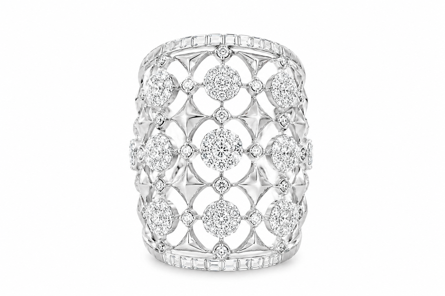 14K White Gold Diamond Wrap Around Band Ring Estate
