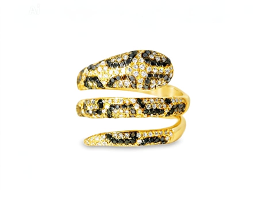 14K Gold Diamond Snake Wrap Triple Band Ring Estate by EFFY