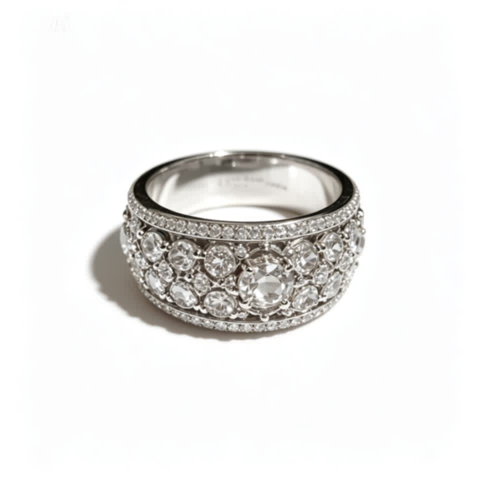 14K White Gold Pink Fancy Diamond Fashion Ring Band Estate