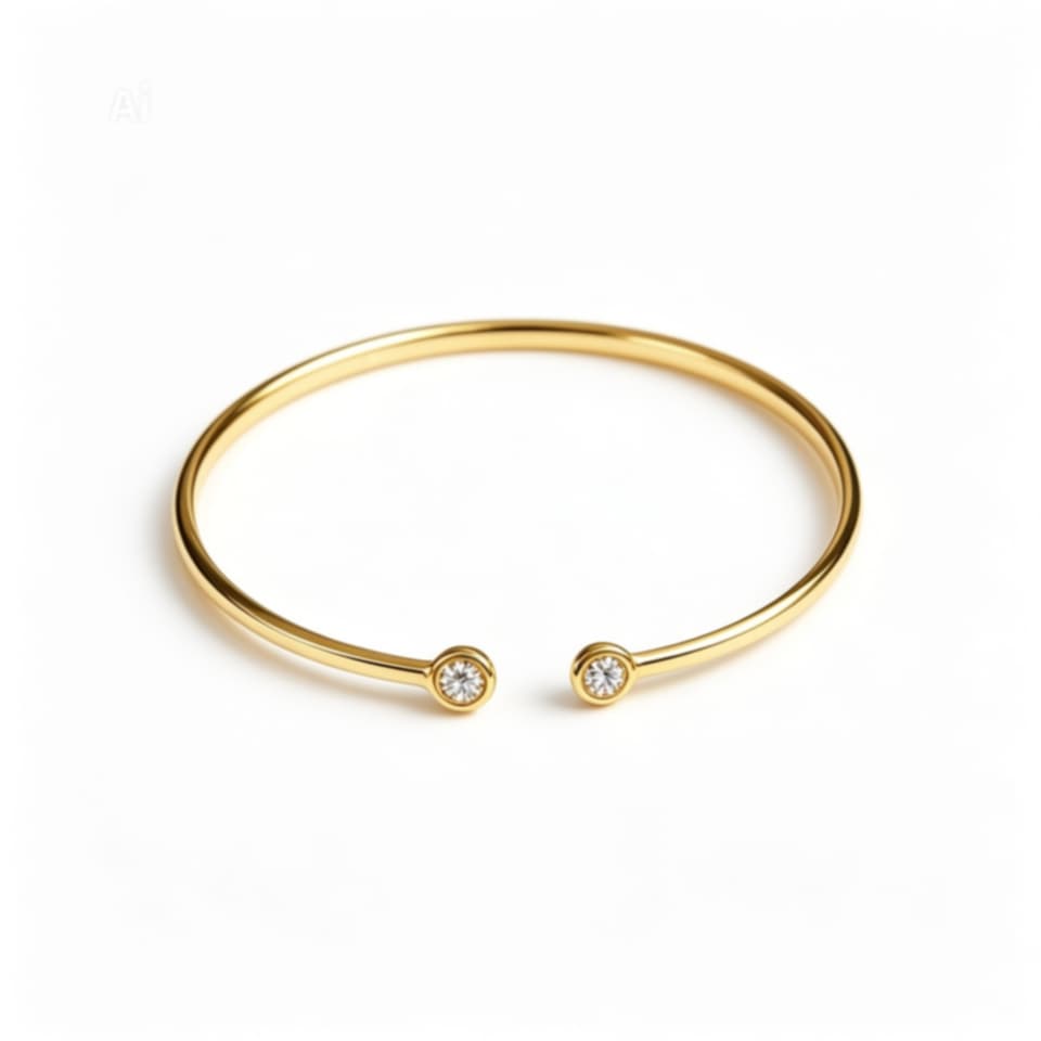 14K Yellow Gold Diamond Bangle Bracelet Estate