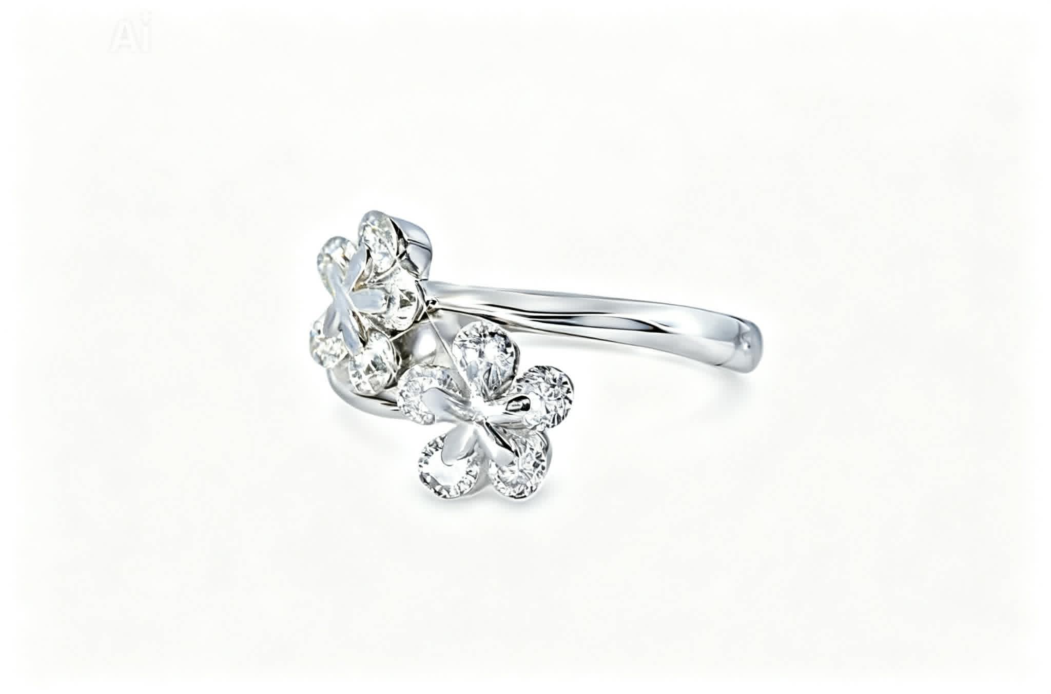 Platinum and White Gold Floral Diamond Ring