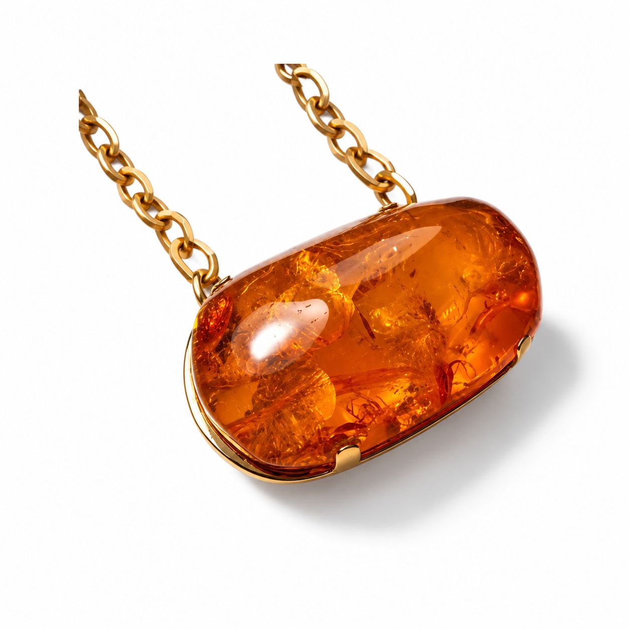 Antique Natural Baltic Sea Amber Brooch Pin Pendant Necklace